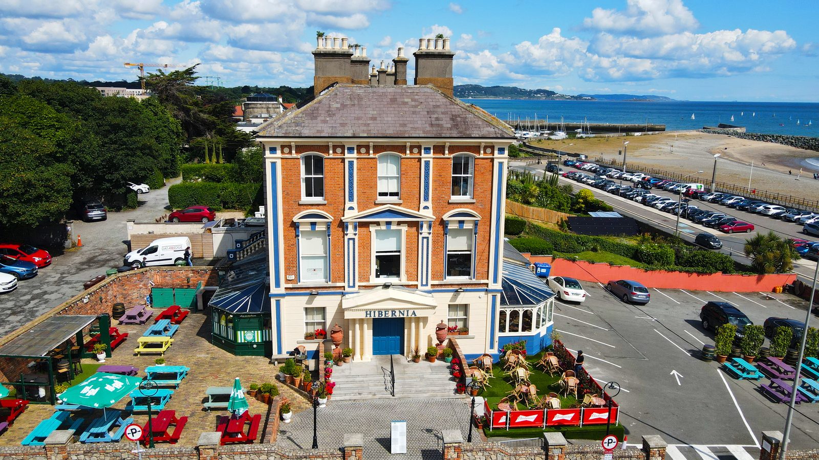 The Hibernia Pub on Bray seafront promenade, County Wicklow Ireland — traditional Irish pub with sea views
