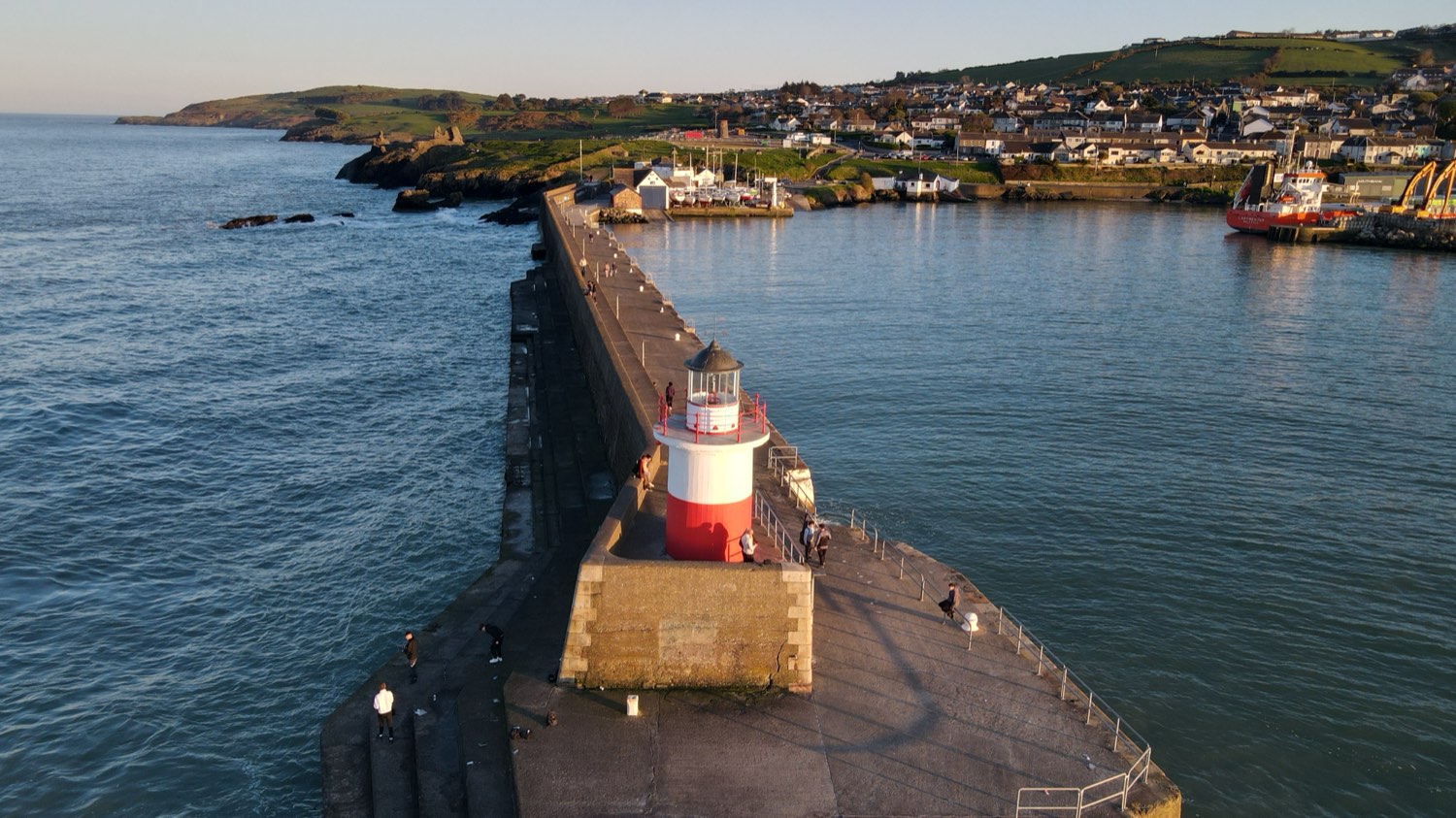 Wicklow Harbour and the East Pier lighthouse