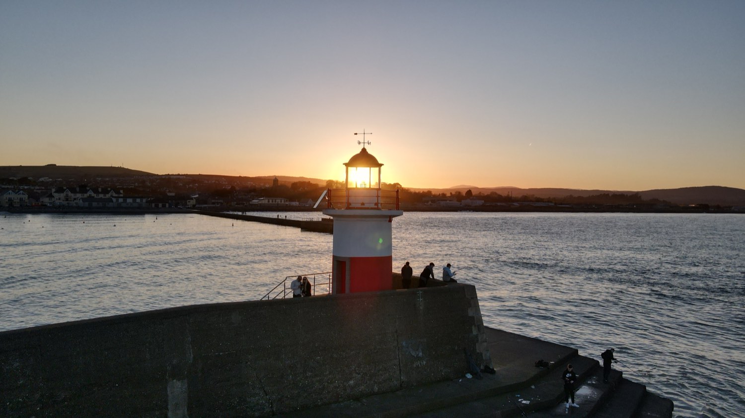 Wicklow lighthouse pier at golden hour