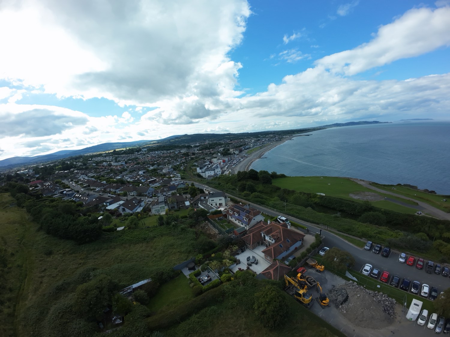 Bray seafront and promenade from above