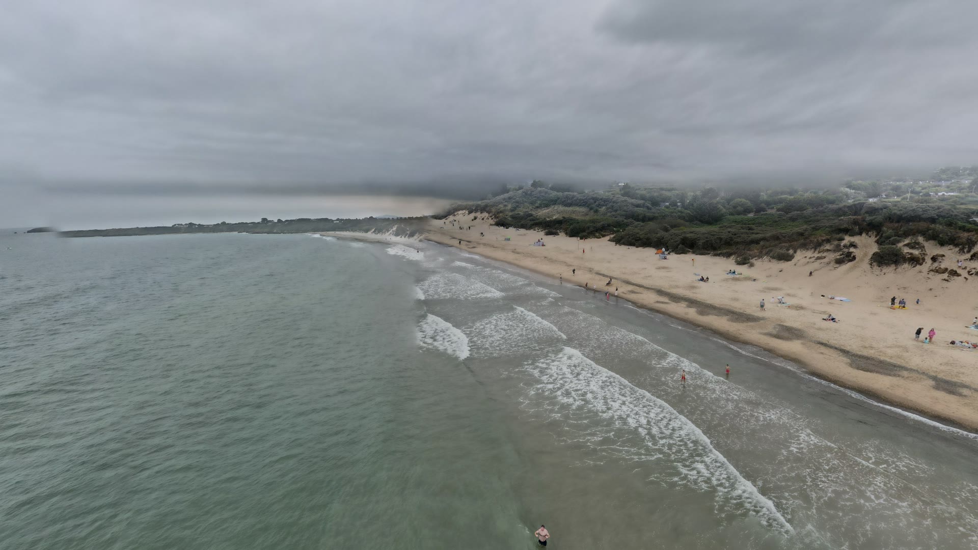 Brittas Bay dunes and shoreline from above