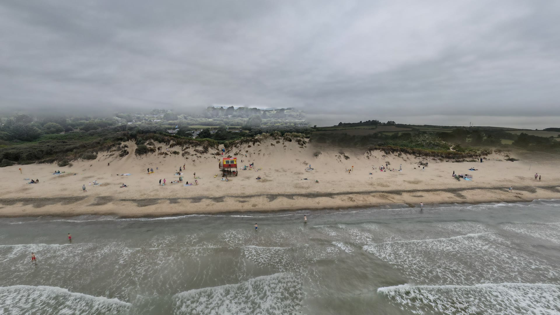 Aerial view of Brittas Bay's golden beach and dunes, County Wicklow, Ireland — YouIn360 360° virtual tour