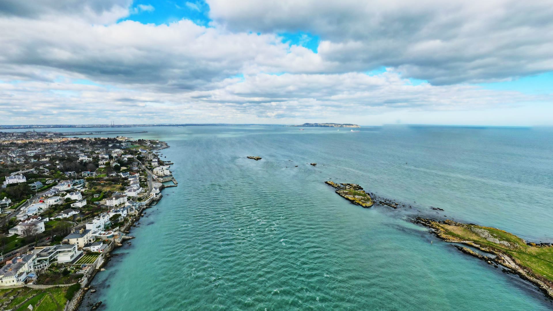 Dalkey coastline and Dalkey Sound from above