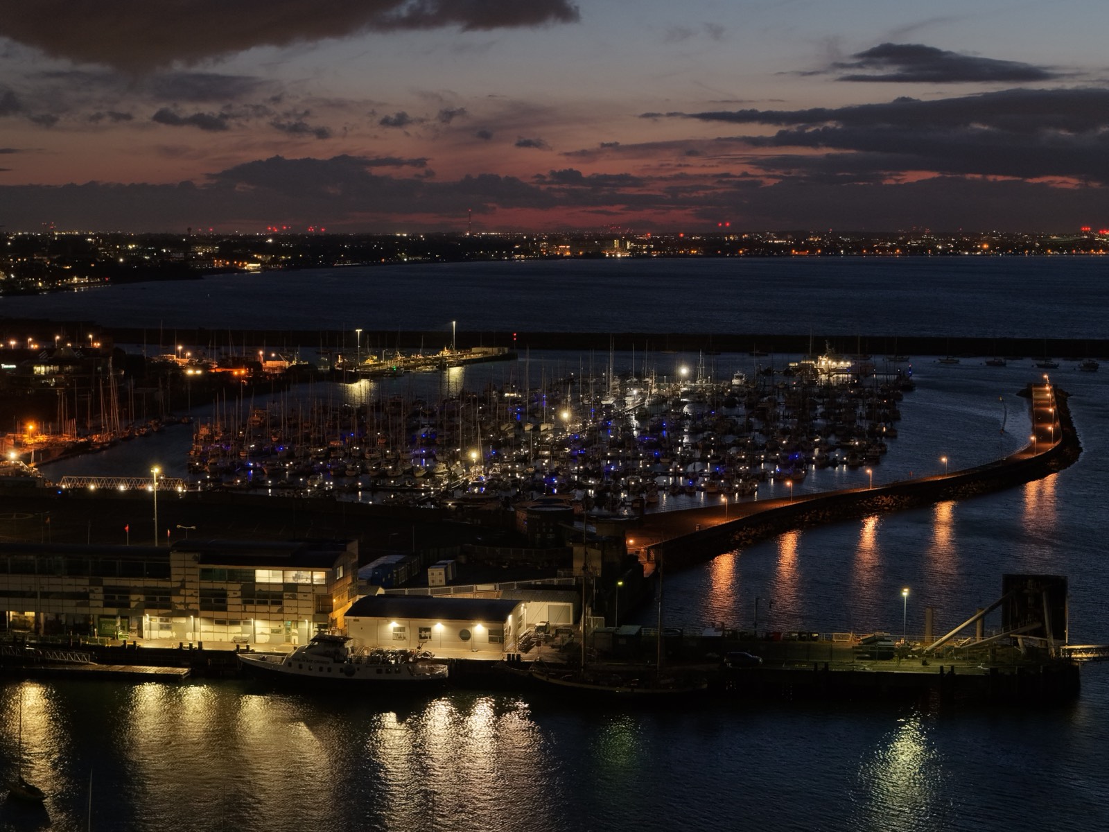 Dún Laoghaire marina lights at night