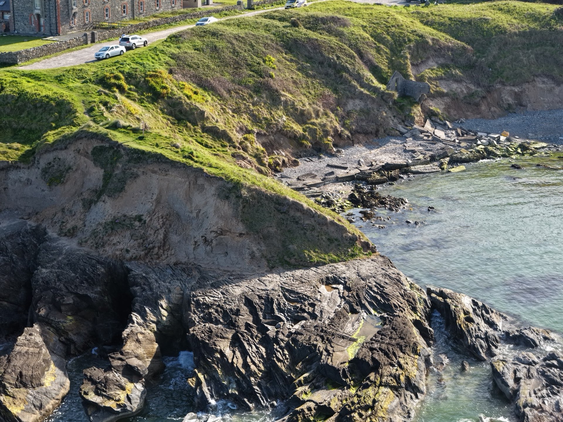 Kilmichael Point rugged coastline with turquoise coves and rocky headlands, east coast of Ireland — YouIn360 360° virtual tour