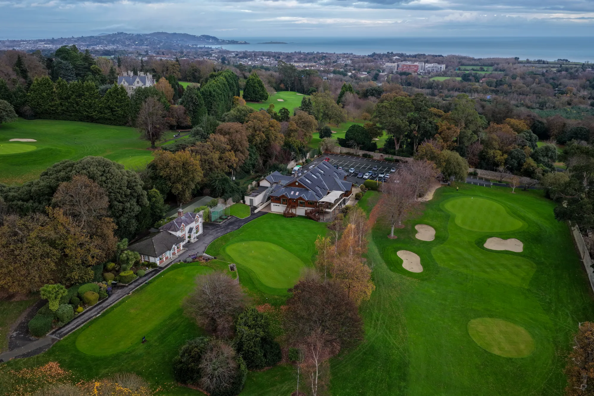 Old Conna Golf Club aerial view with drone